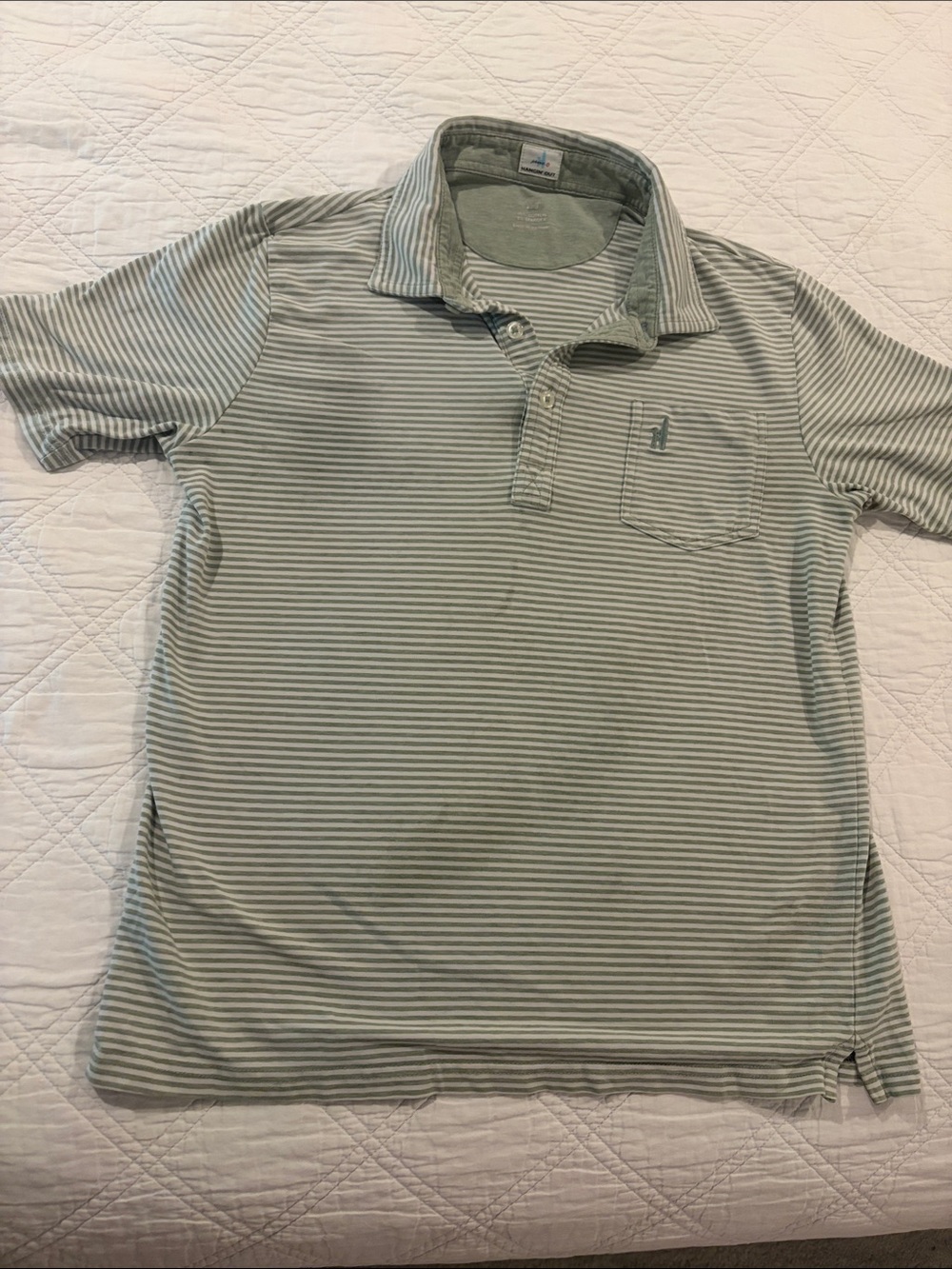 Boy’s Johnnie-O Striped Polo Shirt - Light Green Back to School